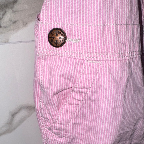OshKosh B'gosh Light Pink Stripped Heart Overalls Size 5 - Picture 4 of 6